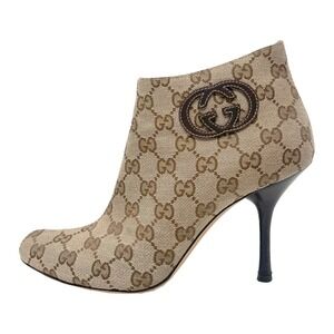 Vintage Gucci GG Monogram Canvas Stiletto Ankle Booties Y2K 7B